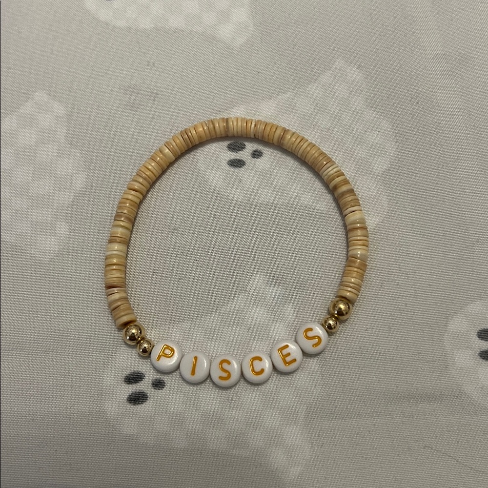 Shell Beaded Pisces Bracelet with Gold Filled Accents